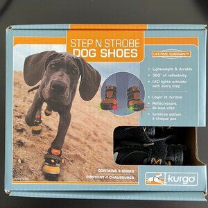 Brand New Kurgo Step N’ Strobe Dog Shoes XXS 2.00in black/orange Hook&Loop